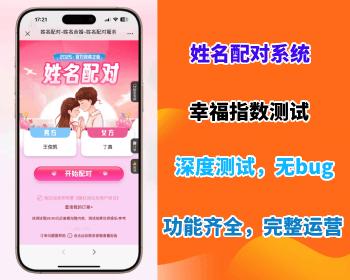 名字配对姻缘指数测试恋爱交友婚恋预测男女幸福指数网站源码独立部署免授权