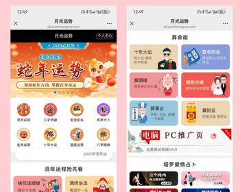 2025蛇年开运测算新版算命系统源码/生肖运势/八字精批/塔罗占卜/星座/八字合婚姓名