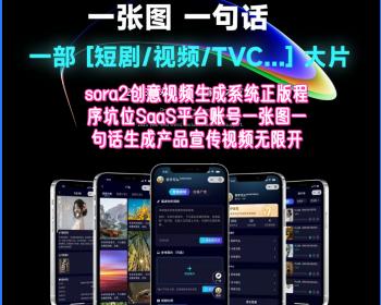 sora2创意视频生成系统正版程序坑位SaaS平台账号一张图一句话生成产品宣传视频无限开